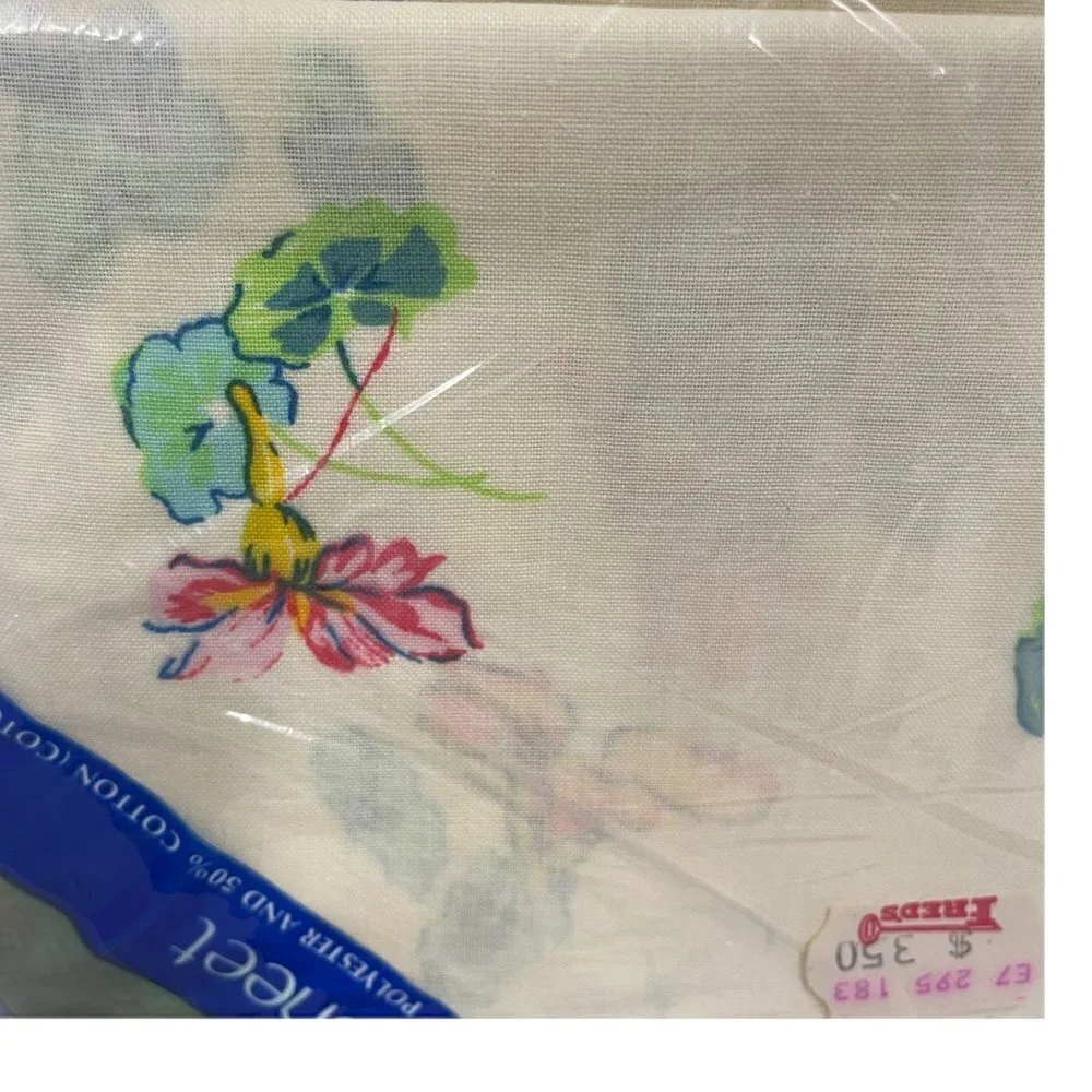 Dan River No‎ Iron Flat Sheet Double Bed Tan Floral